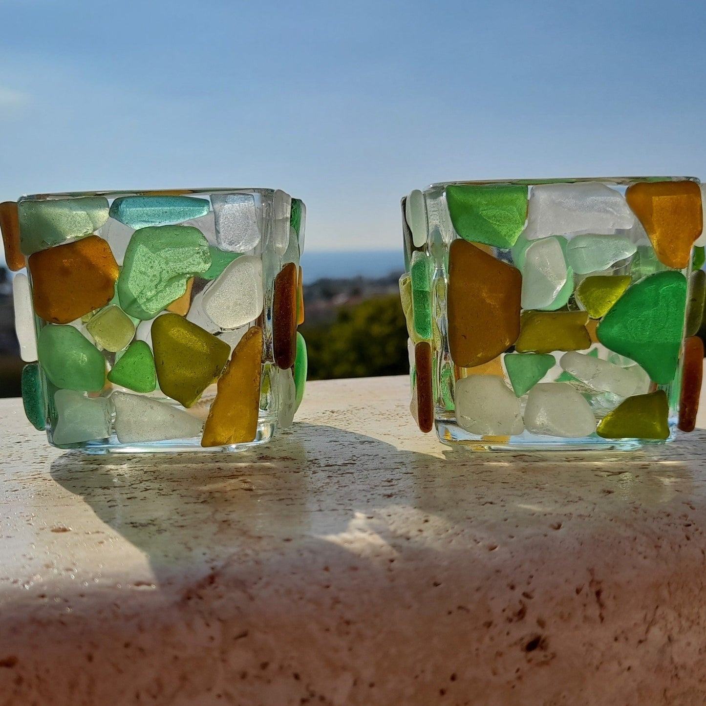 Sea Glass Tea Light Candle Holders.