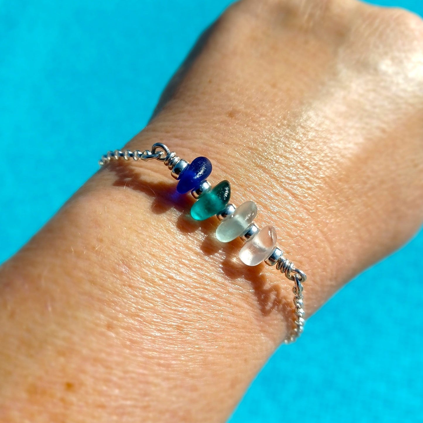 Sea Glass Bracelet in Shades of Blue.