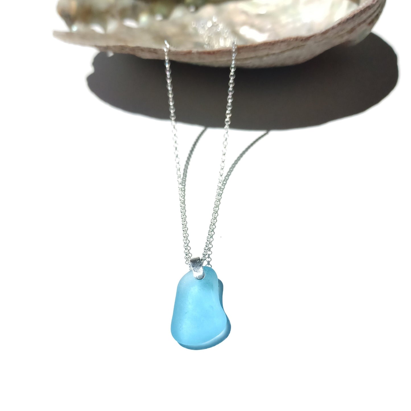 Turquoise Blue Sea Glass Pendant.
