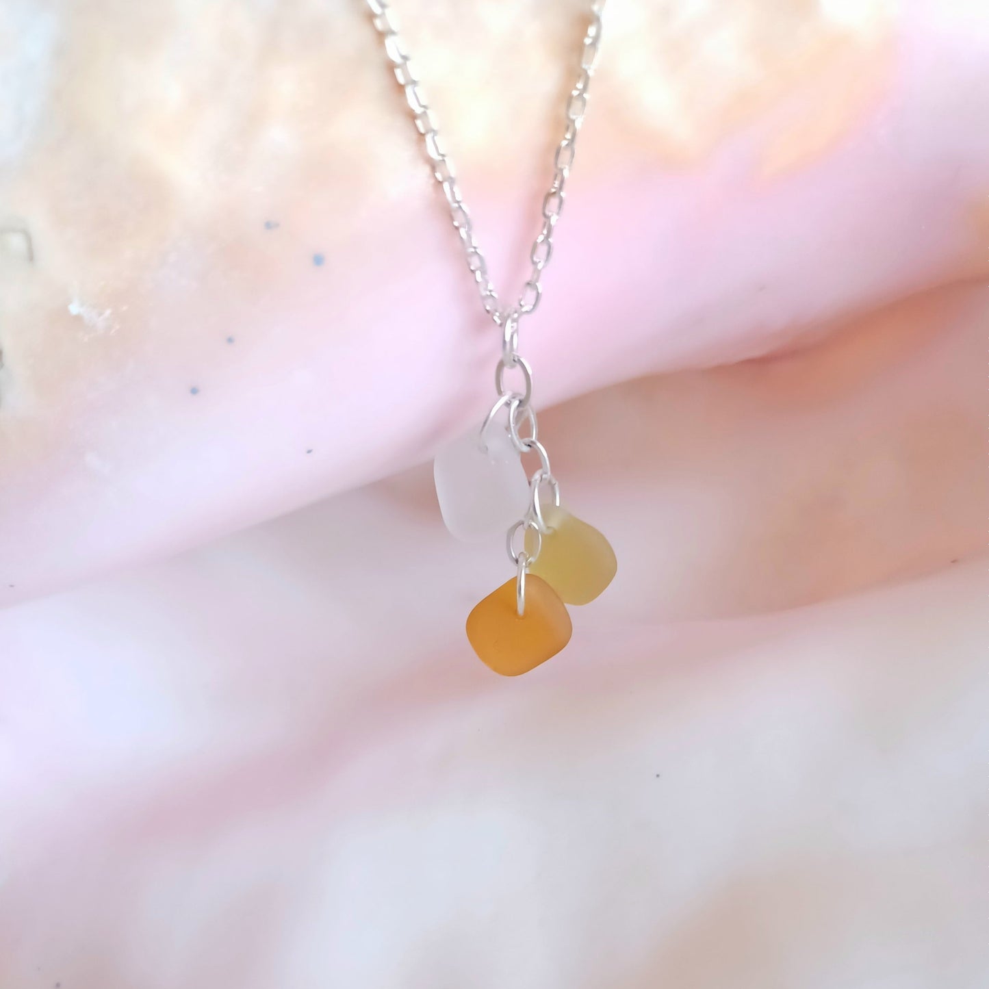 Shades of Brown Sea Glass Cascade Necklace.