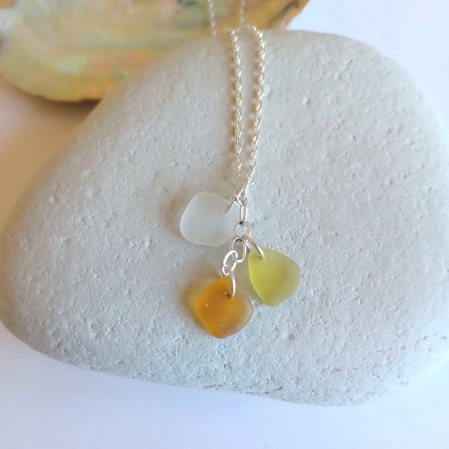 Shades of Brown Sea Glass Cascade Necklace.