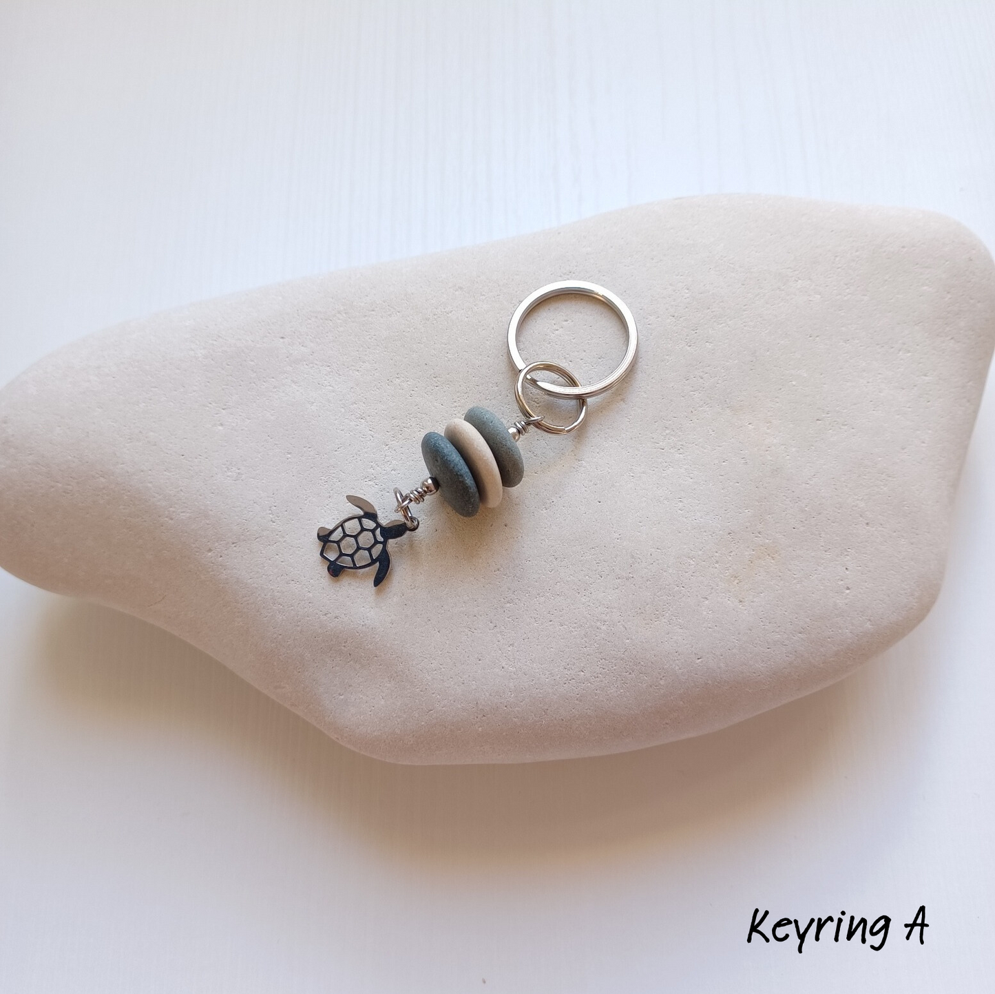 Beach Pebble Keyring.