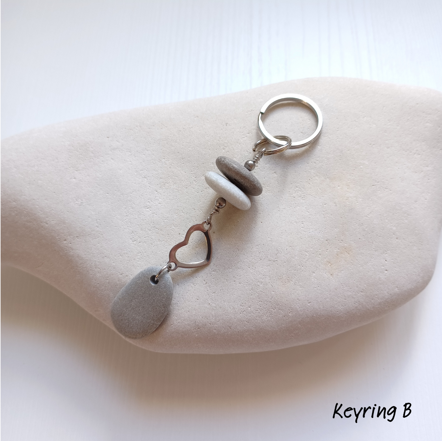 Beach Pebble Keyring.