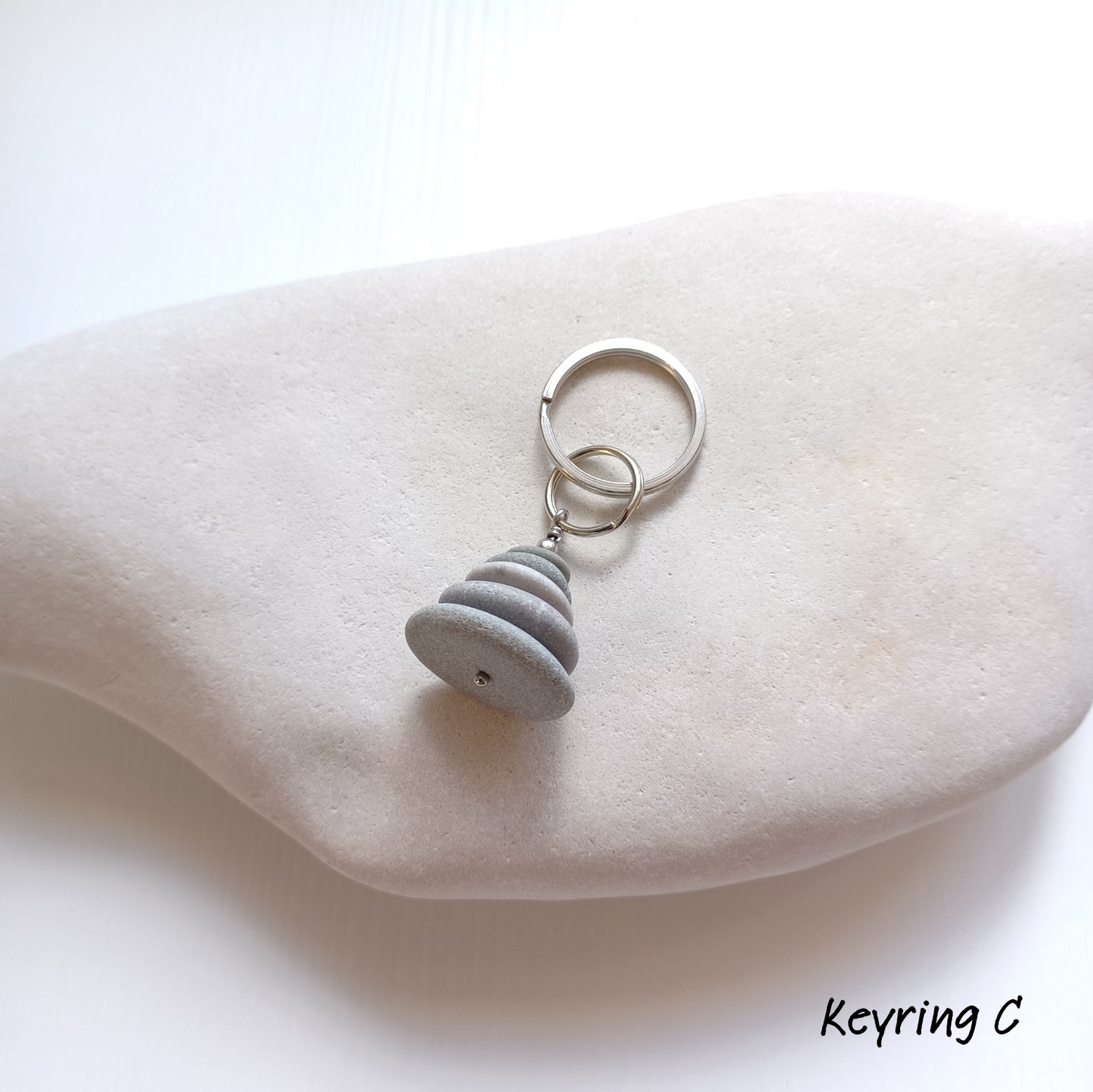 Beach Pebble Keyring.