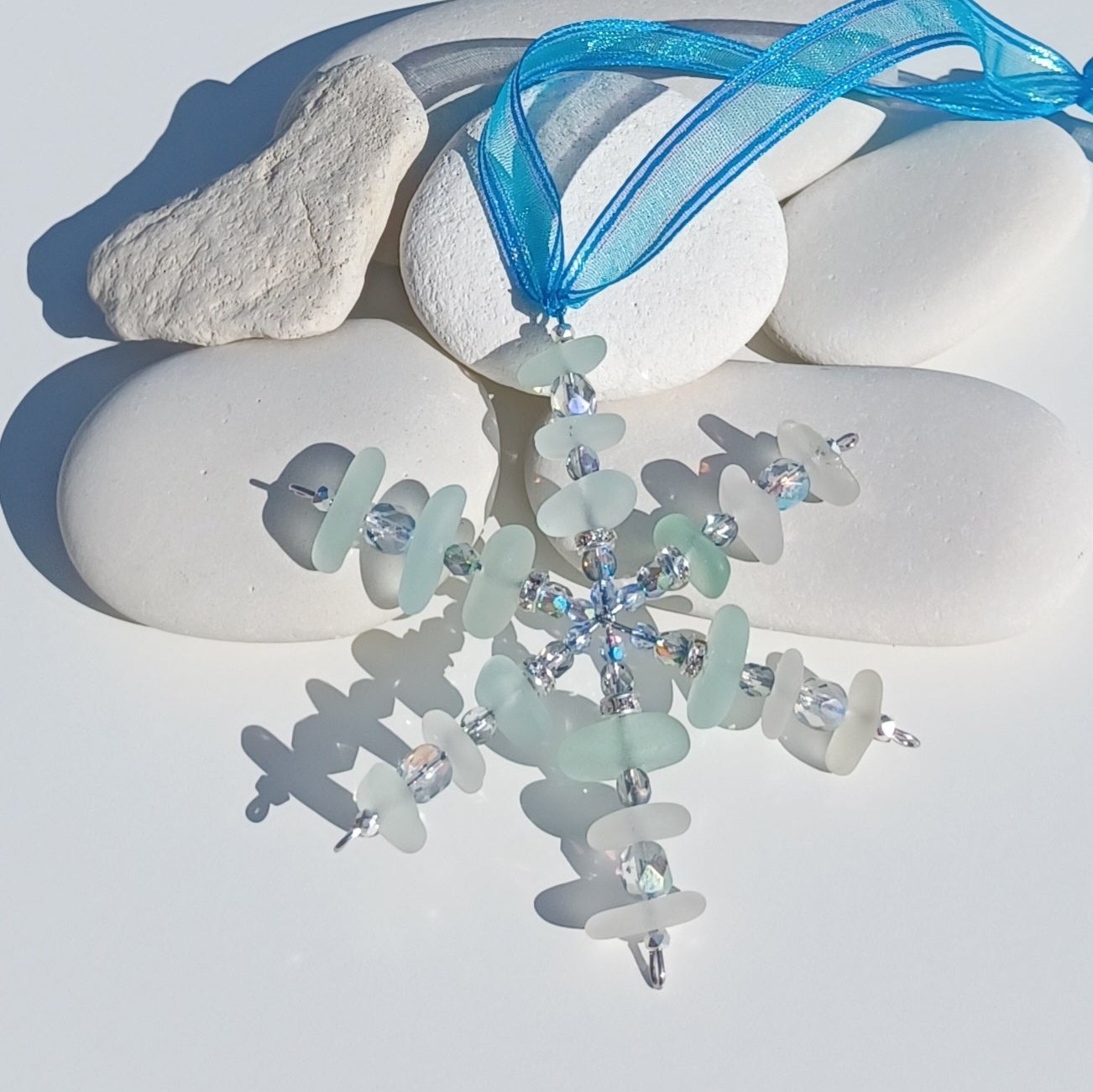 Sea Glass Snowflake Ornament.
