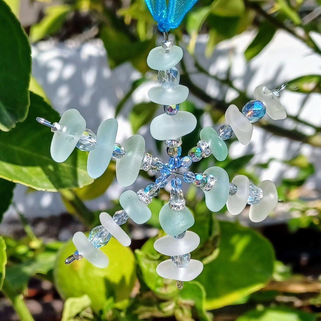Sea Glass Snowflake Ornament.