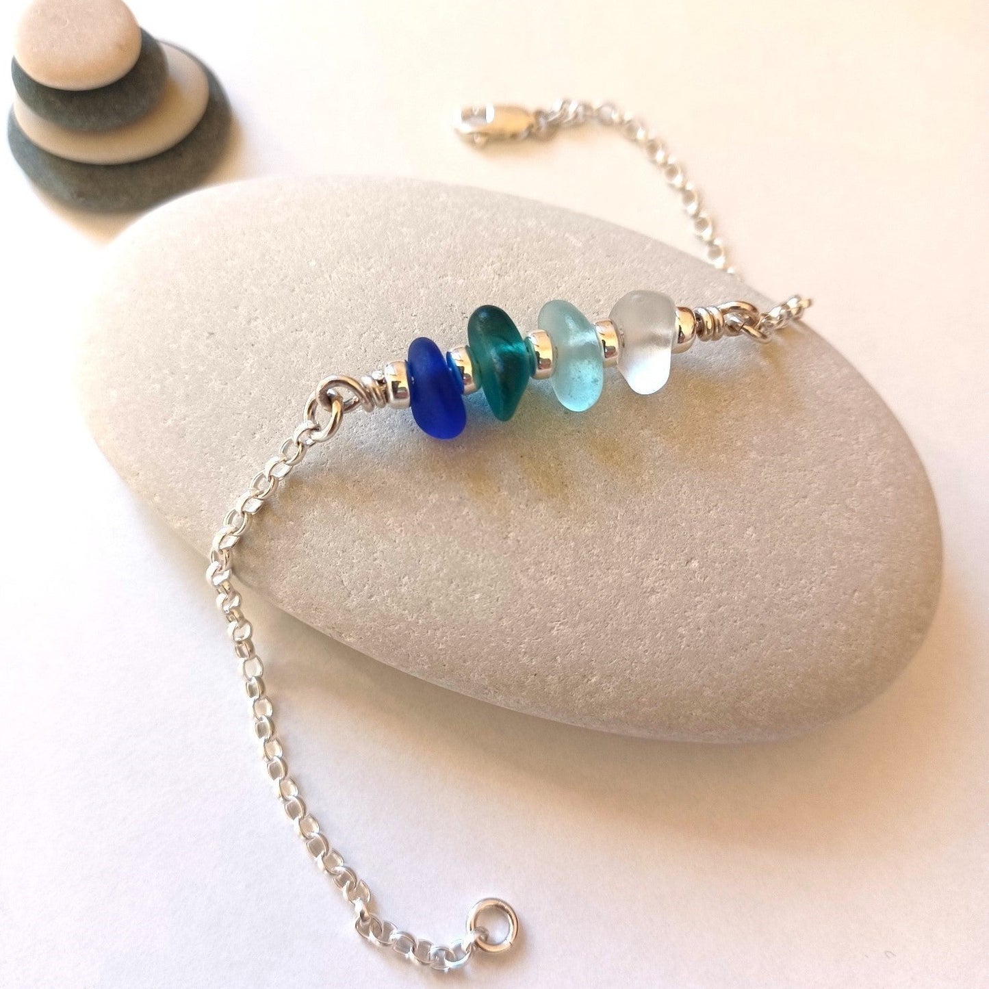 Sea Glass Bracelet in Shades of Blue.