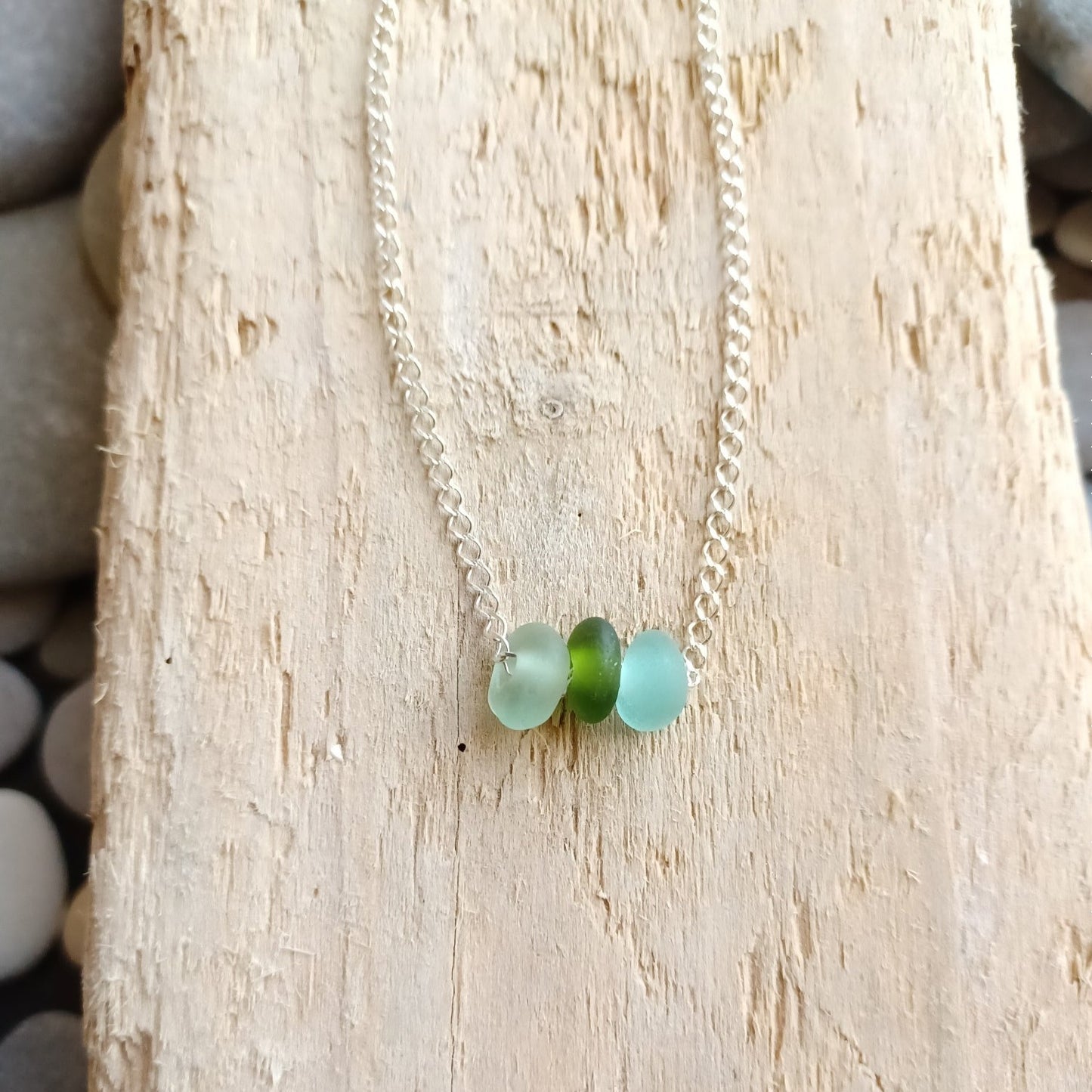 Trio of Sea Glass Necklace.