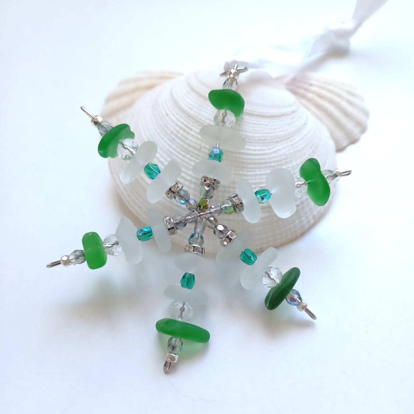 Sea Glass Snowflake Ornament.